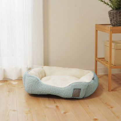 プードルファー風ふわもこな肌触りスクエアベッド グレー