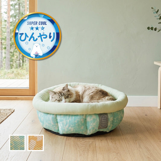 ボウル型 冷感＆メッシュ QMAX3以上のひんやり感 北欧柄ブルー