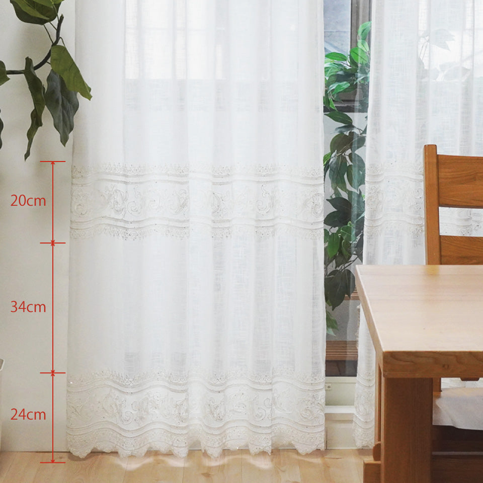 【新品】スカラップレースカーテン カーテン レースカーテン レース トルコ刺繍 スカラップデザイン