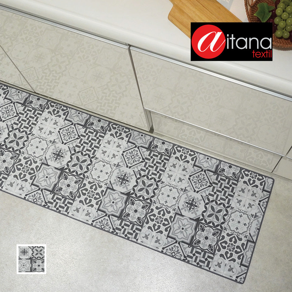 スペイン直輸入AITANA社製のおしゃれなタイル風デザインのキッチンマット