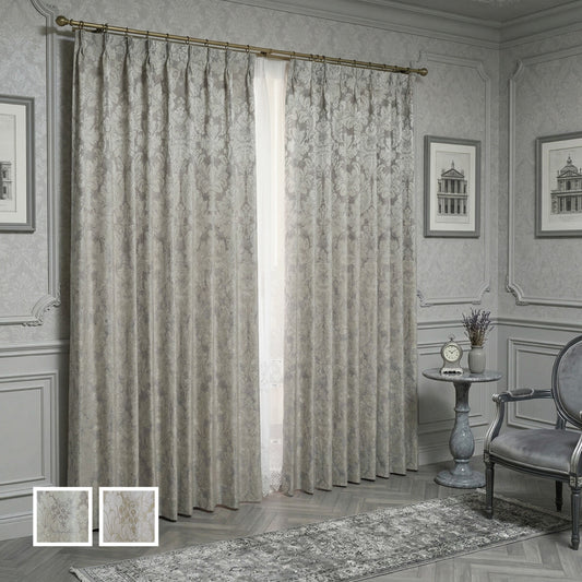 クラシックで高級感あるデザイン ジャガード織カーテン グレーのクラシックインテリア