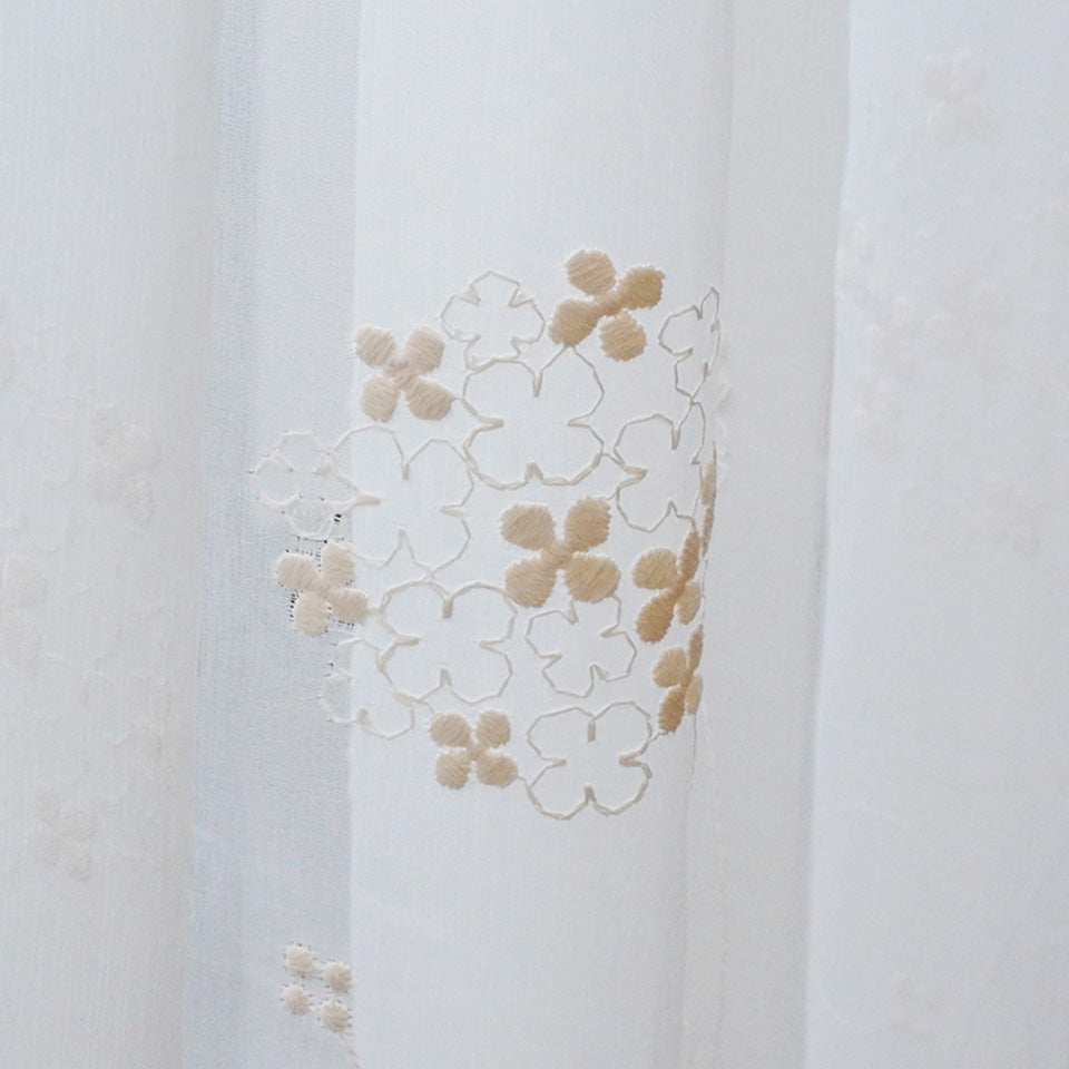 花柄刺繍ボイルレース 生地アップ