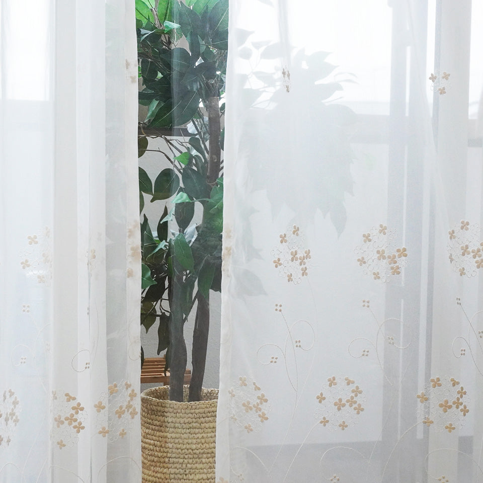 花柄刺繍ボイルレース 透け感レベル1