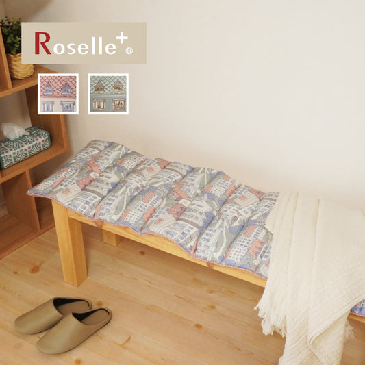 ２way仕様 北欧の街並みデザインのチェアベンチカバー ピンク