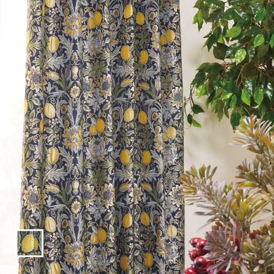 ウィリアム・モリス調 レモン・植物モチーフ クラシカルジャガードカーテン