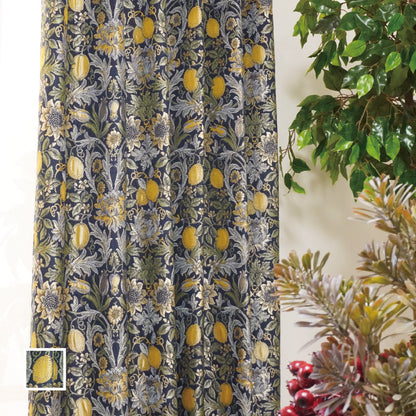 ウィリアム・モリス調 レモン・植物モチーフ クラシカルジャガードカーテン