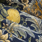 ウィリアム・モリス調 レモン・植物モチーフカーテン ジャガード織の生地感