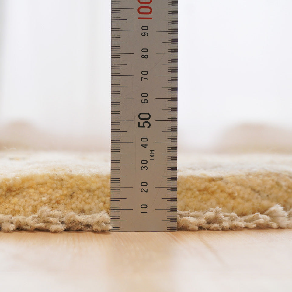 【夏のキャンペーン】ギャッベ　ミニマット　円形　40×40.5　アイボリー　ヤギ 夏のキャンペーン】ギャッベ ミニマット 円形 40×40.5