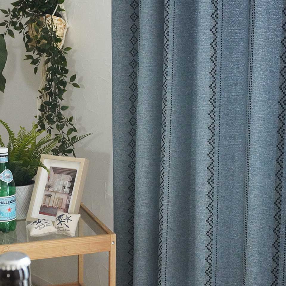 既製｜ナチュラルビンテージデザインの遮光カーテン｜グリフィス