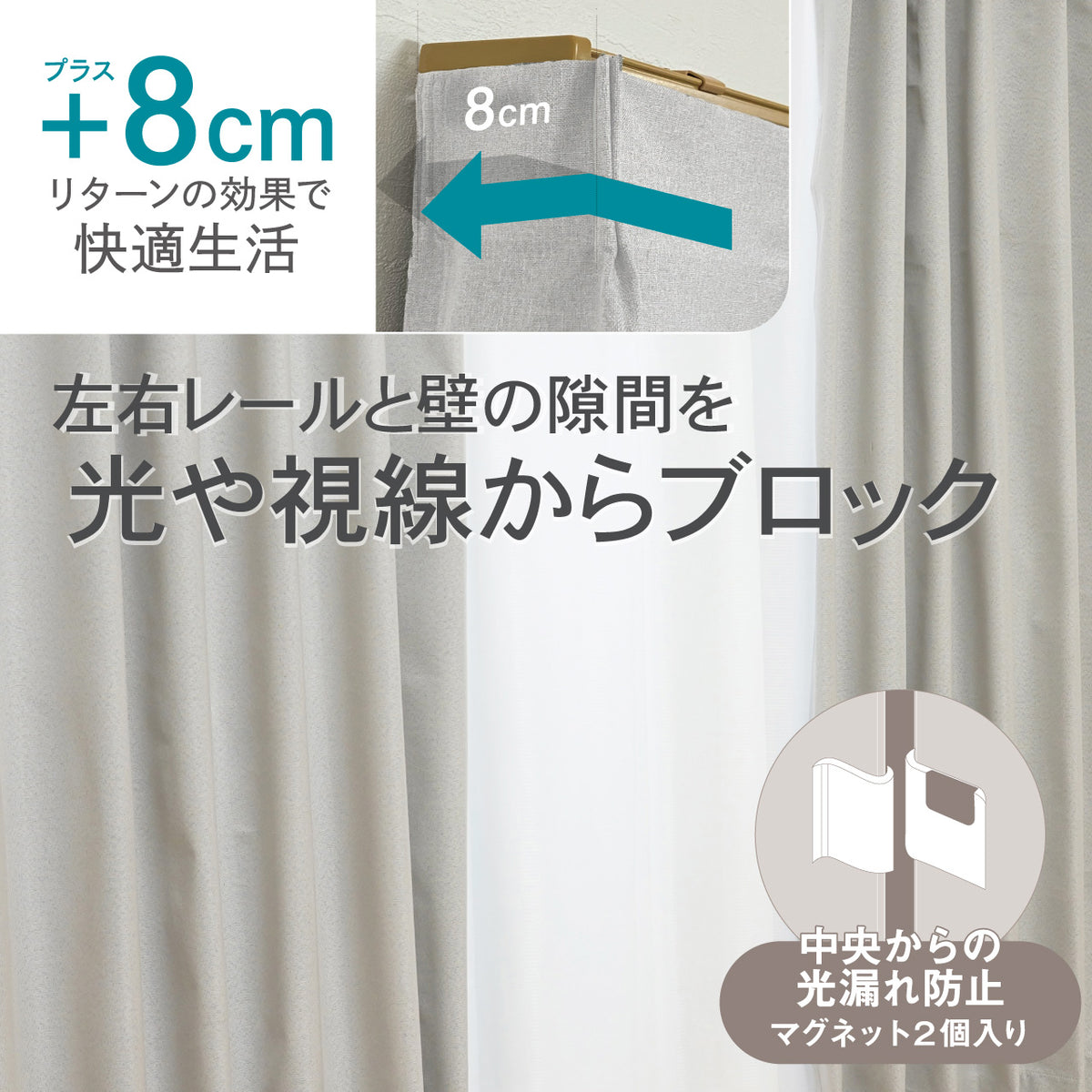 リターン部分8cm 非怒りや視線をブロックするリターン加工