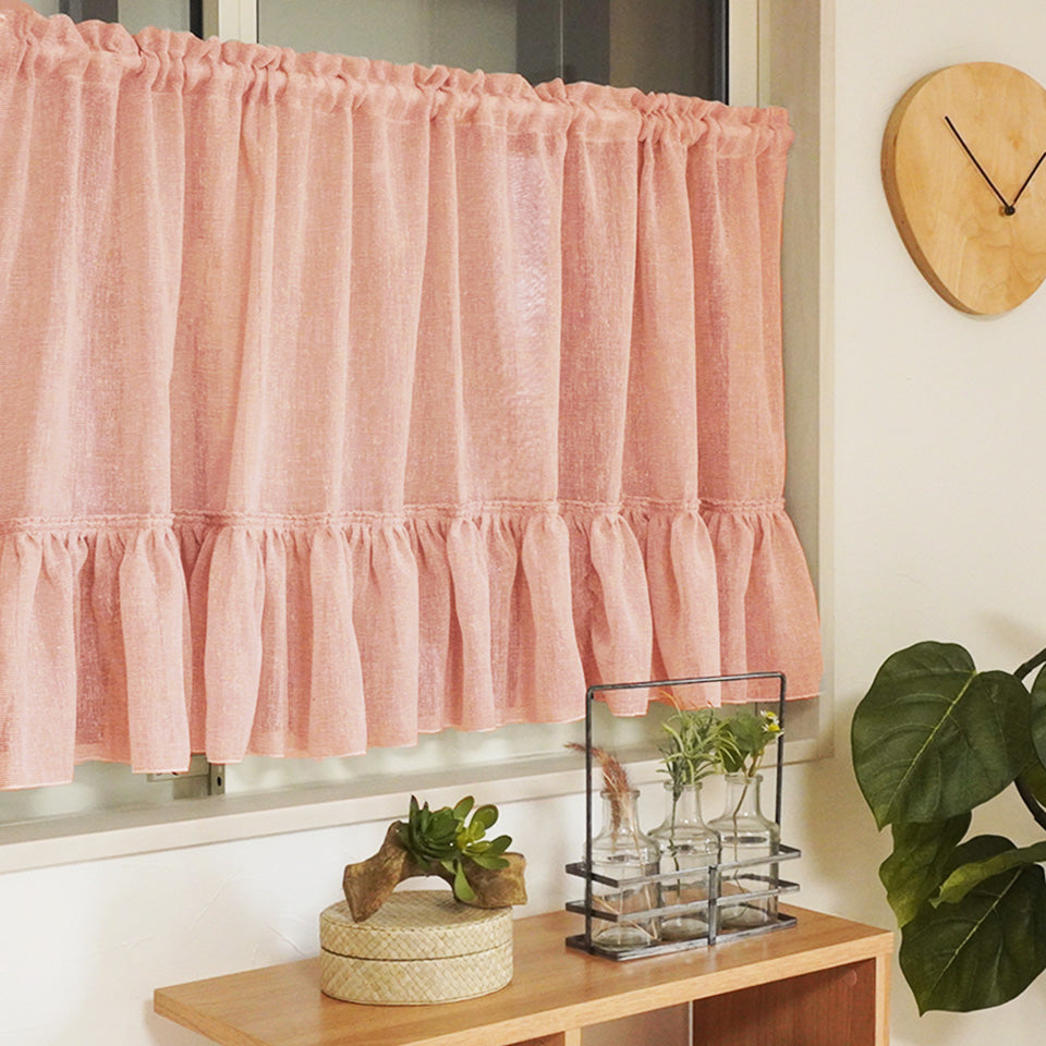 もも フリルカフェカーテン ふわふわフリルカフェカーテン フーリン