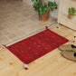 天然素材で温かみを感じるインド製手織りギャッベ レッド 玄関マットサイズ