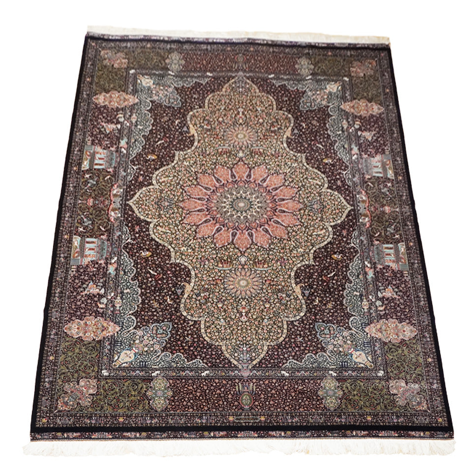 モダールレーヨンラグ 最高級密度450万ポイント（450万ノット）クラシカルなダークブラウン