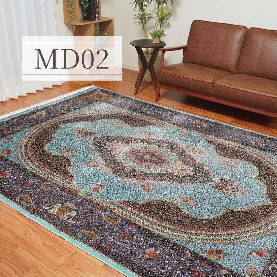 モダールレーヨンラグ 最高級密度450万ポイント（450万ノット）クラシカルなシルク段通