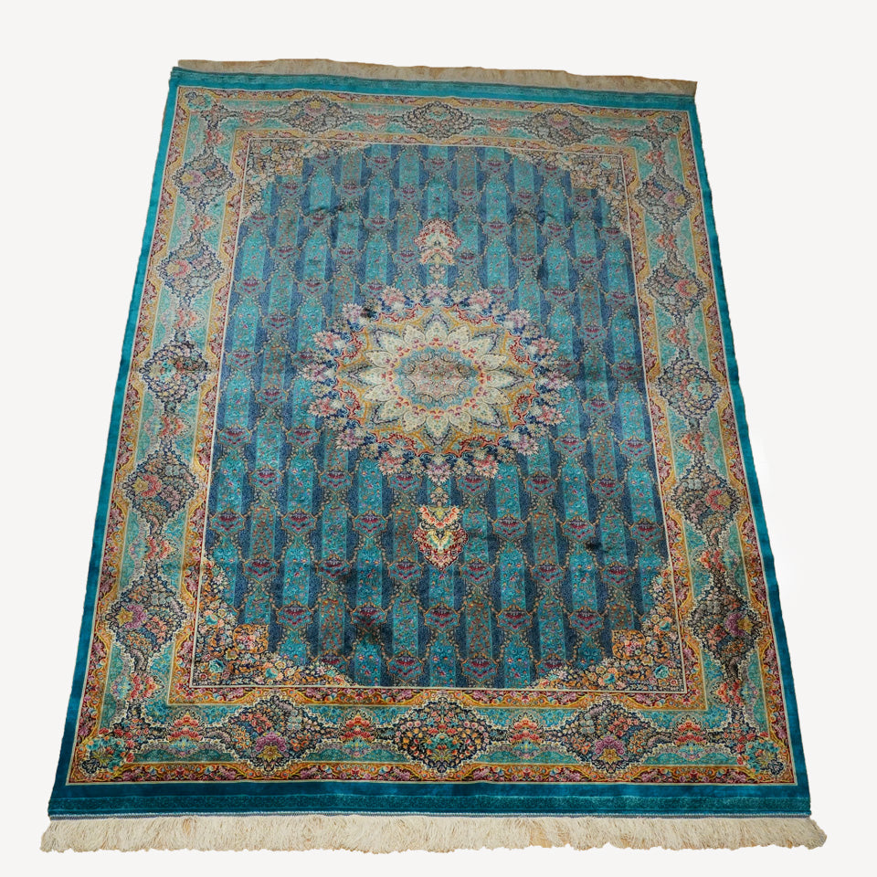 モダールレーヨンラグ 最高級密度450万ポイント（450万ノット）薄手で弾力のあるペルシャ絨毯