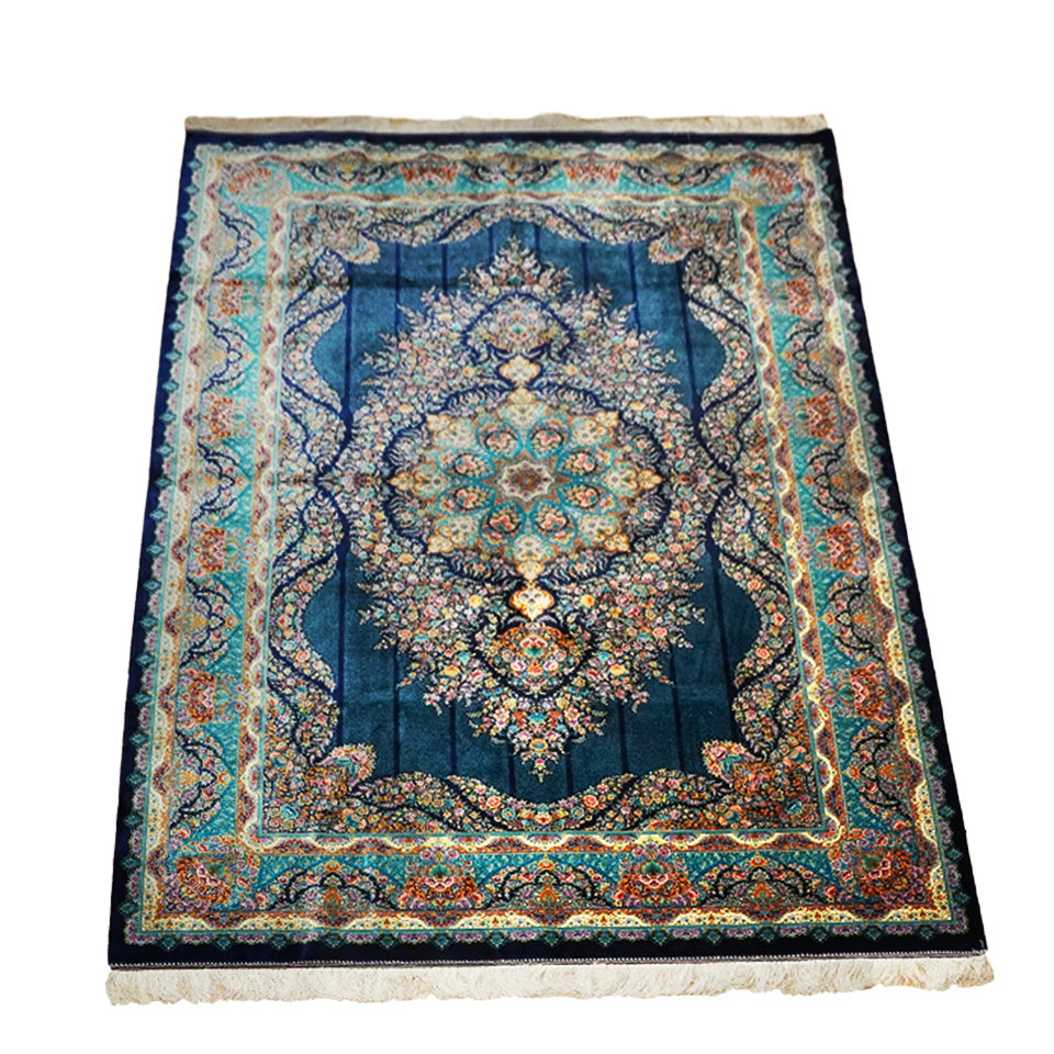 モダールレーヨンラグ 最高級密度450万ポイント（450万ノット）ネイビーブルー