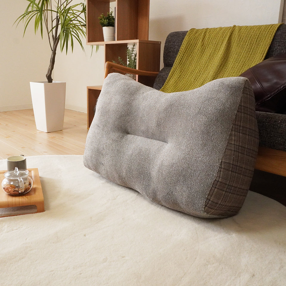 あったかやわらか起毛素材の杢調フレンネル生地 ｜モクシ― リラックスクッション（ブラウン）全体