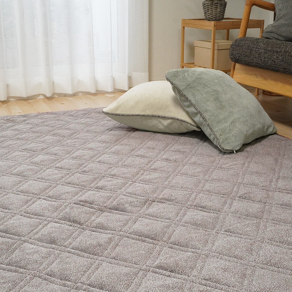 あったかやわらか起毛素材の杢調フレンネル生地 ｜モクシー キルトラグマット　ブラウン全体2