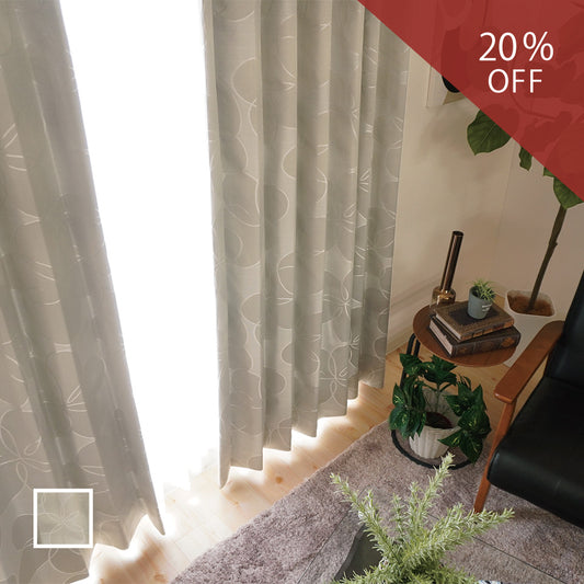 オーダー｜遮光率100%・遮音 曲線的な花柄グレーカーテン｜ロエル｜20％OFF