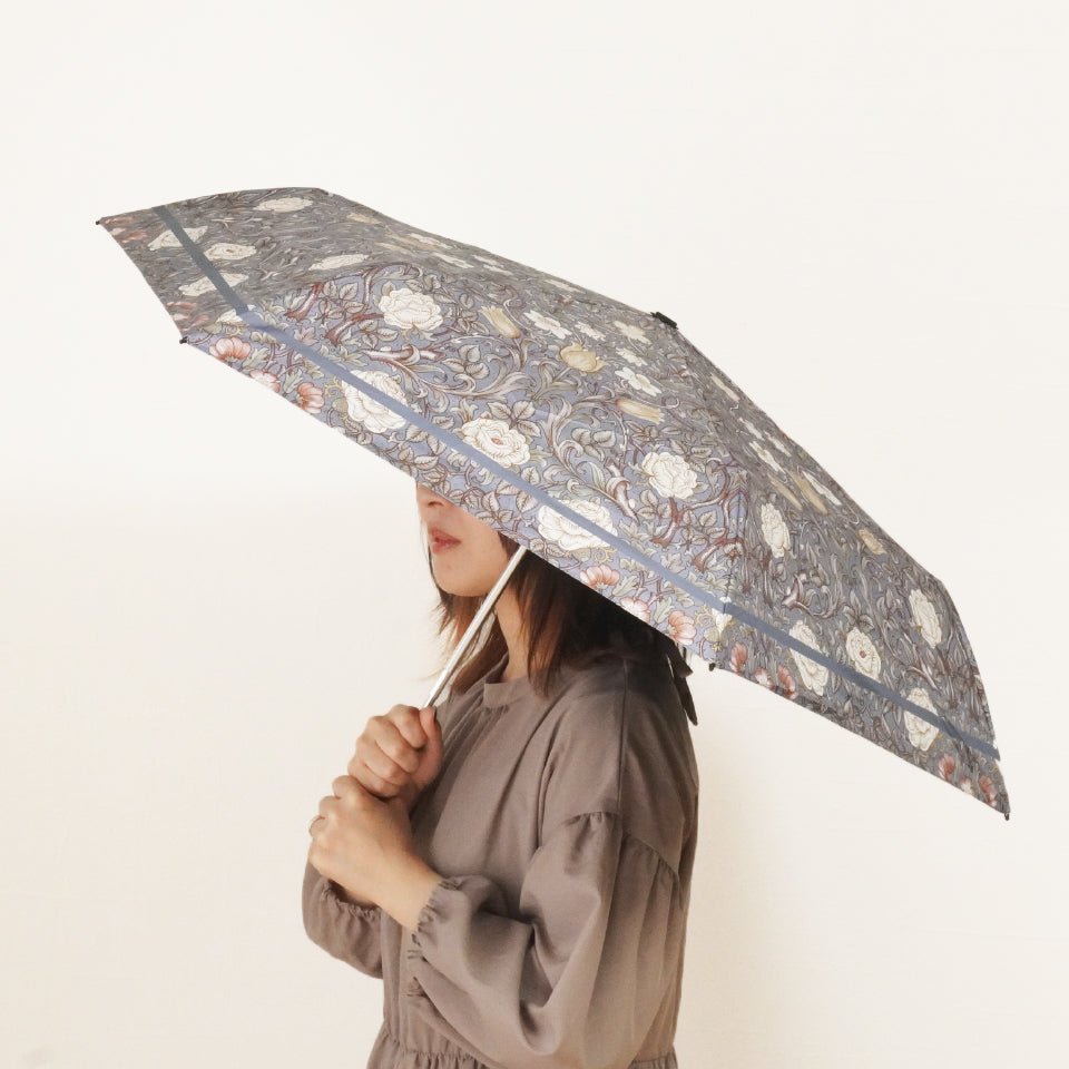 晴雨兼用で遮光率100％UVカット 折りたたみ傘 ダラム ネイビー
