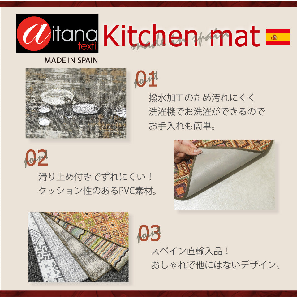 撥水加工で洗濯機もOK 滑り止め付きPVC素材のクッション性 他にはないおしゃれなデザイン