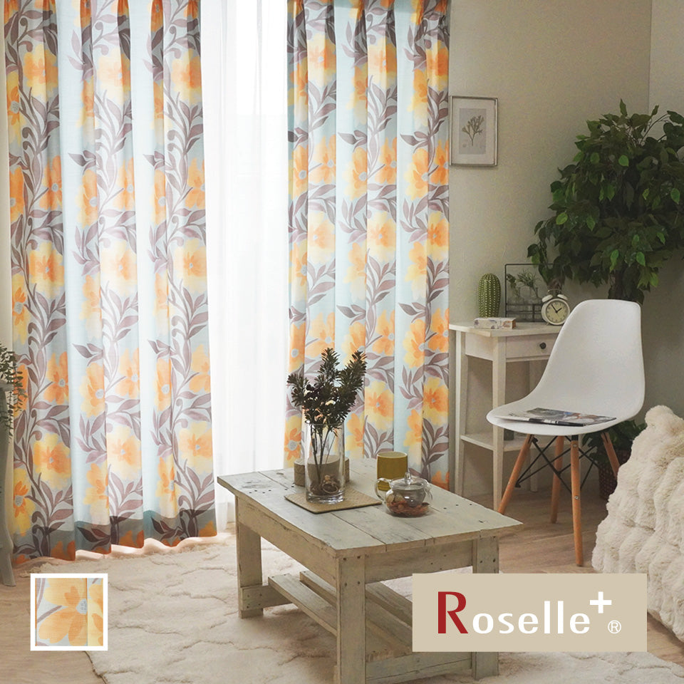 北欧　ロセルプラス　Roselle＋　生地　ハギレ 形状記憶】北欧デザイン防炎遮光カーテン(ロセルプラス