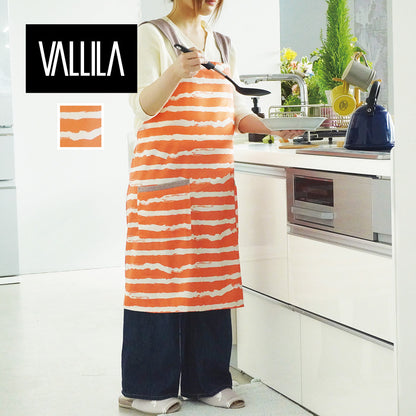 着脱らくらくでゆったり着れる ラフなボーダー柄クロスエプロン
