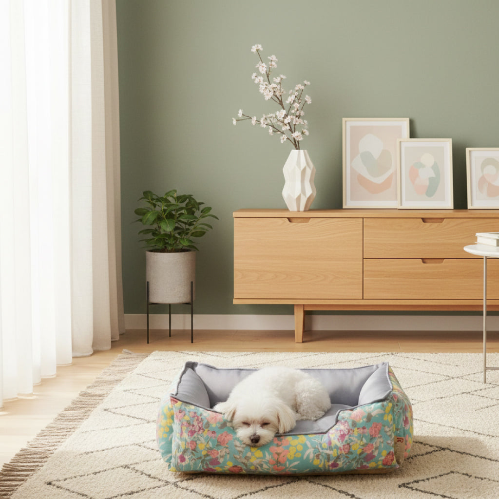 撥水 花柄フェミニンの人気のスクエア型ペットベッド｜RPリイミ スクエアベッド