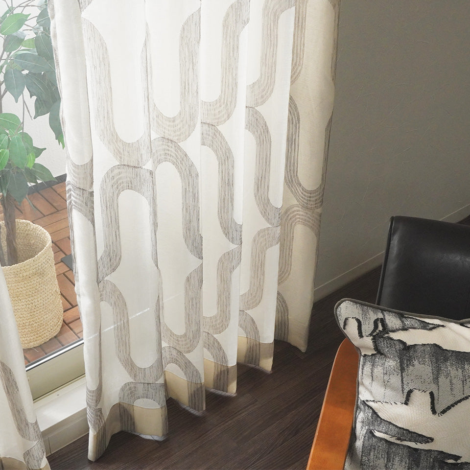 モダンスタイルのウェーブ模様ボイルレース 形状安定加工