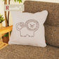 綿100％ 年中使える北欧ナチュラル モノトーンライオン柄｜刺繍クッションカバー　ライオン-1