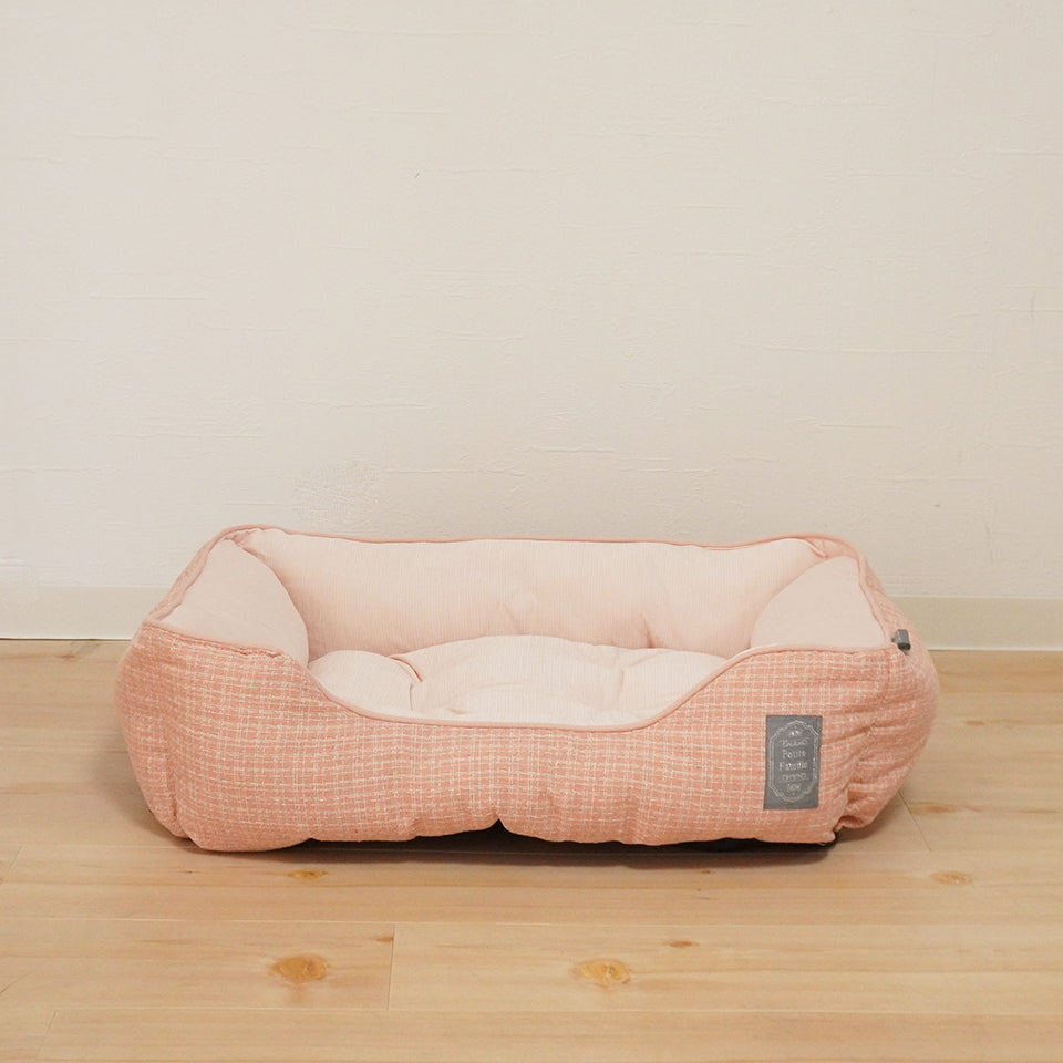 3サイズ 冷感素材 可愛らしいチェック柄の快適に過ごせるペットベッド|SRチェキ スクエアベッド｜ピンク