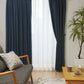防炎・遮光2級の無地カーテン ネイビー 紐タッセル