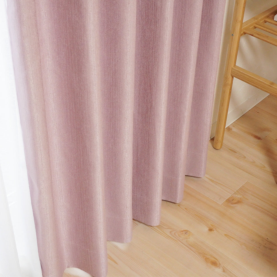 防炎・遮光2級の無地カーテン ピンク 形状安定加工