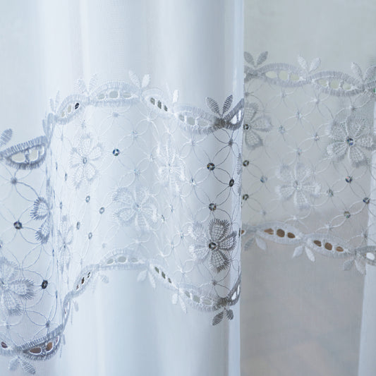 オーダー｜スパンコールと花柄刺繍のホワイトレース｜シャルル