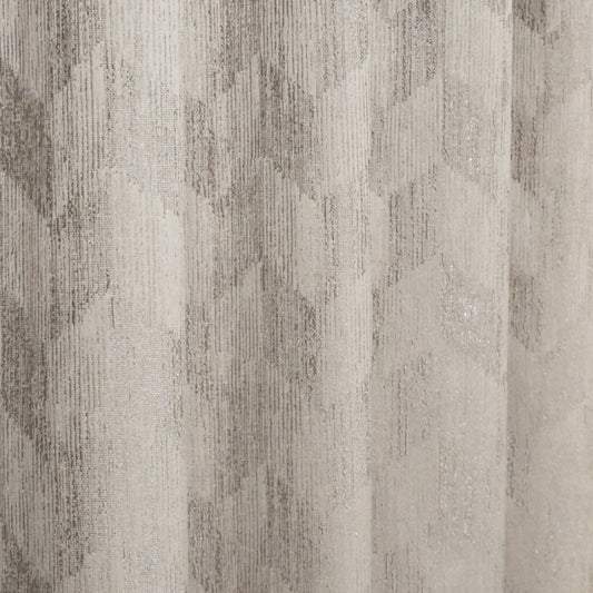 モダンな幾何学模様のラメ糸入りジャガードカーテン グレー ヘリンボーン柄