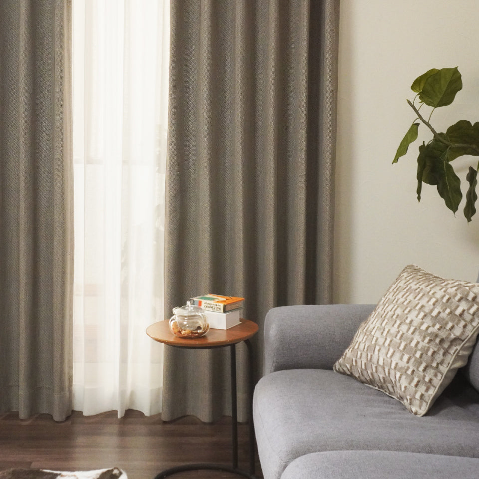 遮光1級 複数の色が混ざり合ったジャガード織 モカ