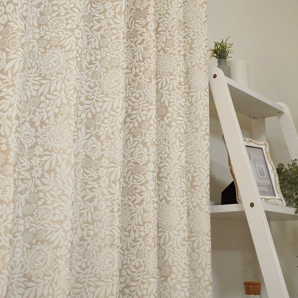 既製｜遮光1級裏地付 繊細な植物モチーフのエレガンス調カーテン